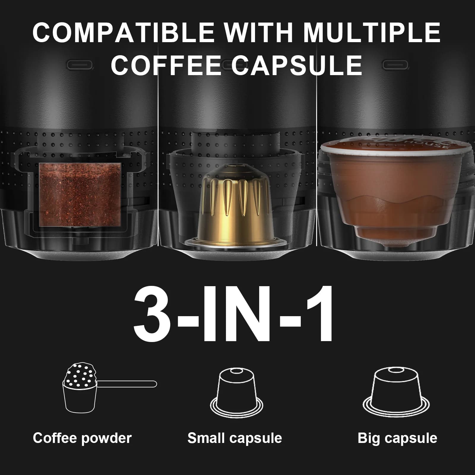 Mesin Kopi Espresso 3-dalam-1 Mudah Alih