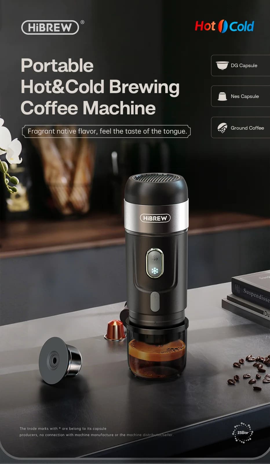 Mesin Kopi Mudah Alih untuk Kapsul &amp; Kopi Serbuk